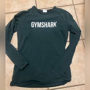 Womens Hunter green white gymshark long sleeve shirt